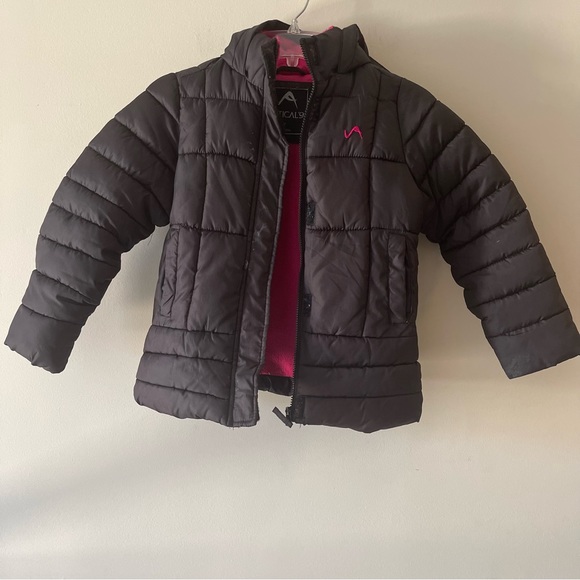Girls Black Fleece-lined Puffer Jacket with Hood - Picture 2 of 6